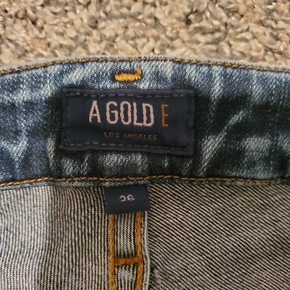 Agolde Chloe Low Rise Slim Jeans Valencia Dark Blue Distressed Wash 26 - Picture 3 of 6